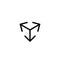 Three black thin arrows point out from the center. Expand Arrows icon. Outward Directions icon