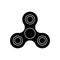 Three-bladed fidget spinner - popular toy and anti-stress tool. Black simple flat vector icon isolated on white