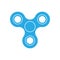 Three-bladed fidget spinner - popular toy and anti-stress tool. Blue simple flat vector icon isolated on white