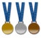 Three blank winners medals