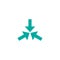 Three blue squared arrows point to the center. Triple Collide Arrows icon