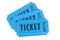 Three blue tickets stacked white background