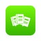 Three books with bookmarks icon digital green