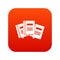 Three books with bookmarks icon digital red