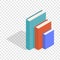 Three books standing vertically isometric icon