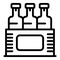 Three bottles in box icon, outline style