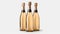 three bottles of champagne on a clean white background