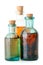 Three bottles of herbal infusion or essential oil