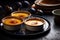 Three bowls of crema catalana dessert