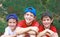 Three Boys in Baseball Hats