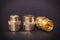 Three brass fittings is often used for water and gas installations on black background