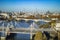 Three bridges of waterloo, jubilee and hungerford on river thames