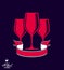 Three bright classic vector goblets with red ribbon