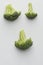 Three broccoli florets