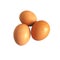 Three brown large eggs