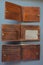 Three brown leather handmade craft vintage wallets