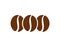 Three brown roasted coffee beans symbol