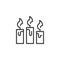 Three burning candles outline icon