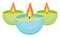 Three burning decorative candles, icon