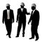 Three businessmen with protective helmet