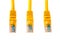 Three cable heads into head rj45 of an ethernet wire cable or yellow patch-cord with twisted pair.,network,RJ45,plug. Isolated.