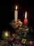 Three candles in the Black background