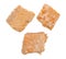 Three canned salmon pieces on a white background