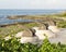 Three canon sculptures on the shore of Fatima Bay