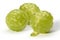 Three caramel balls like raspberries green color