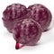 Three caramel balls like raspberries of violet color