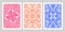 Three card backs pink blue and orange