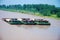 Three cargo ships with sand at Yangtze river