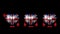 Three cartoon flags of UK in the shape of a heart. Different emotions. Without background. Alpha channel.