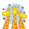 Three cartoon giraffe for poster or t-shirt textile