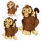 Three cartoon monkey on white background