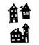 Three cartoon vector houses