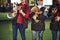 Three Caucasian female instructors with their canine companions