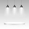 Three ceiling lamps with light. Lamp hanging background. Vector