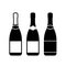 Three champagne bottles vector icon