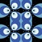 Three chatty blue fish beautiful abstract seamless pattern