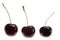 Three Cherries Isolated on White Background