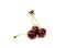 Three cherries in the white background