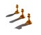 Three chess pawn casting Knight Rook and Bishop shadow