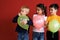 Three children with balloons