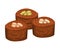 Three chocolate rolls. Vector illustration on white background.