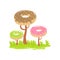 Three Chocolate Trees With Dnut Crowns Fantasy Candy Land Sweet Landscape Element