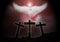 Three christian Crosses, angel rising dark background