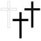 Three Christian crosses, isolated, vector illustration