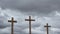 Three Christian Crosses with Storm Clouds Timelapse Close up