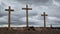 Three Christian Crosses with Storm Clouds Timelapse Close up